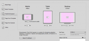 Adobe Dreamweaver CS6 - Fluid Grid Layout - New Document