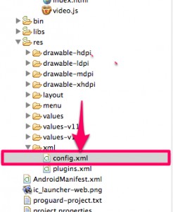 Phonegap 2 for android removed plugin.xml, use config.xml instead