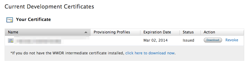 ios certificate created for phonegap - nextflow