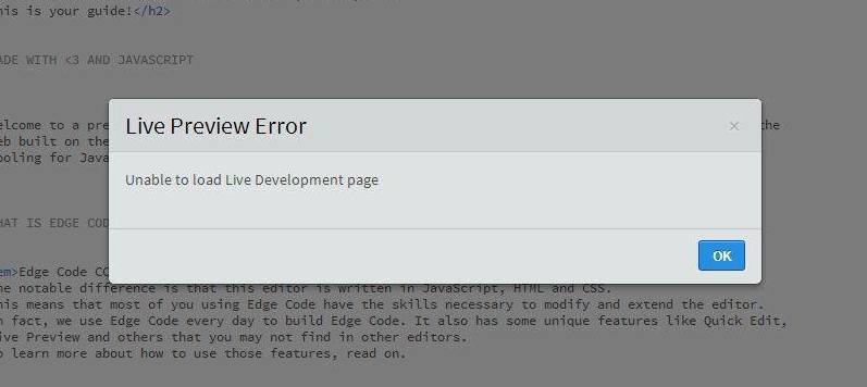 Adobe Edge Code CC (Brackets) live preview error