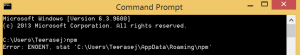 npm enoent error command prompt
