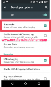 Enable android developer option - 3 - enable usb debugging and stay awake