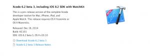 Xcode 6.2 มาพร้อมกับ iOS 8.2 SDK และ WatchKit