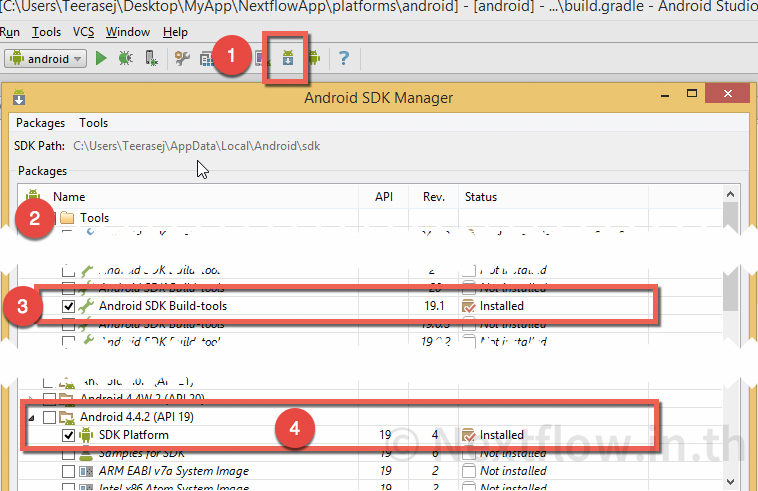 sdkmanager install build tools