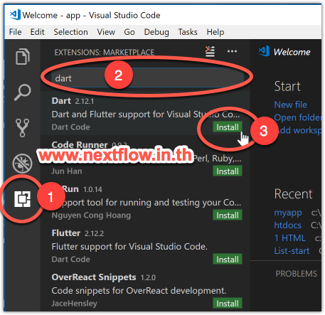 Dart extension setup in Visual Studio Code