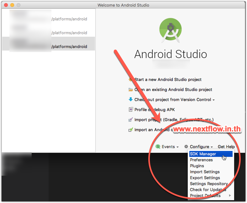 Android Studio open SDK Manager