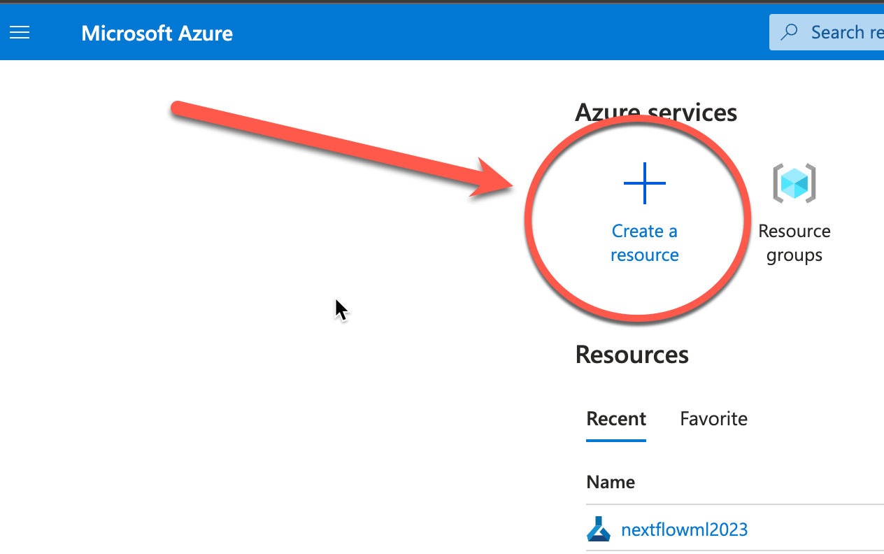 Create a resource on Azure Portal