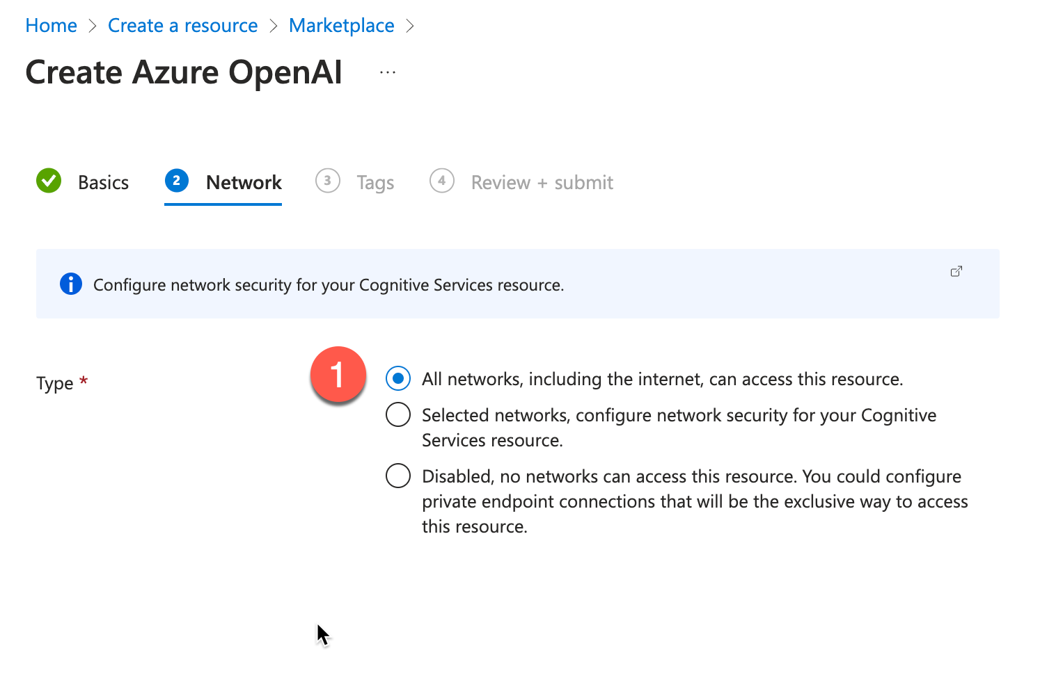 Create Azure OpenAI in Network setting