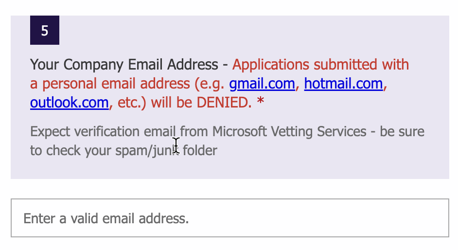 Azure OpenAI Access form - Your company email address
