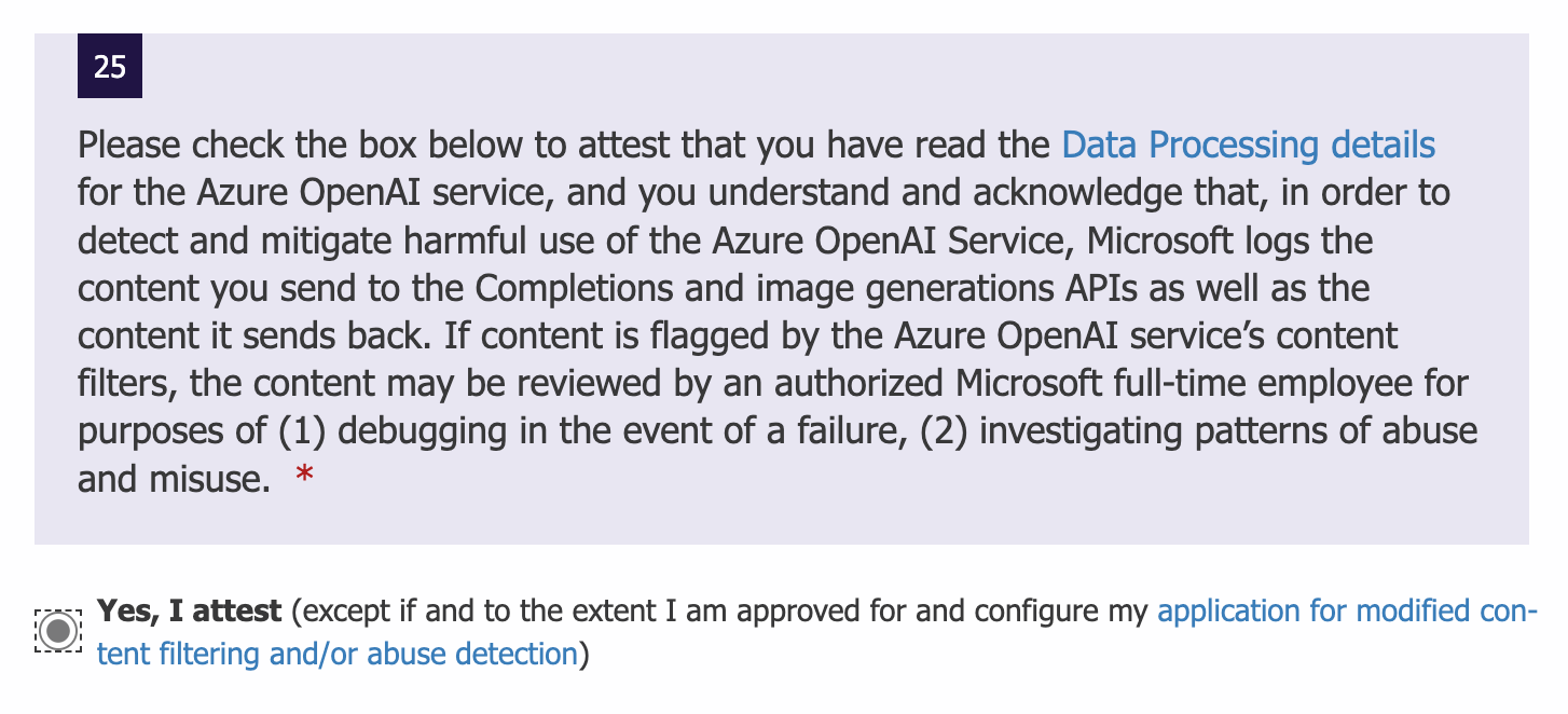 Azure OpenAI Access form - Attest
