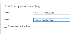 Azure Web App Application setting time zone