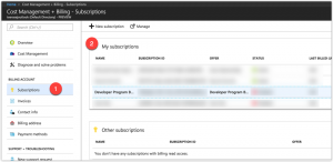 Azure portal - see my cost and subscription