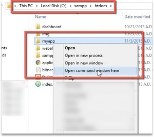 Create myapp folder in htdocs XAMPP MAMP