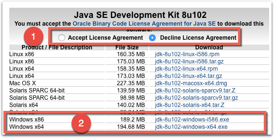 java jdk download different build