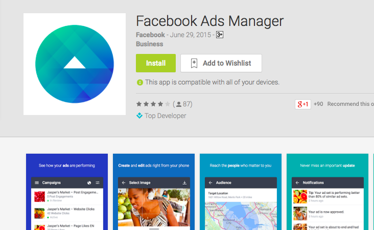 Facebook Ads Manager on Android