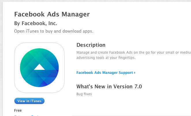 Facebook Ads Manager on iOS on iTune