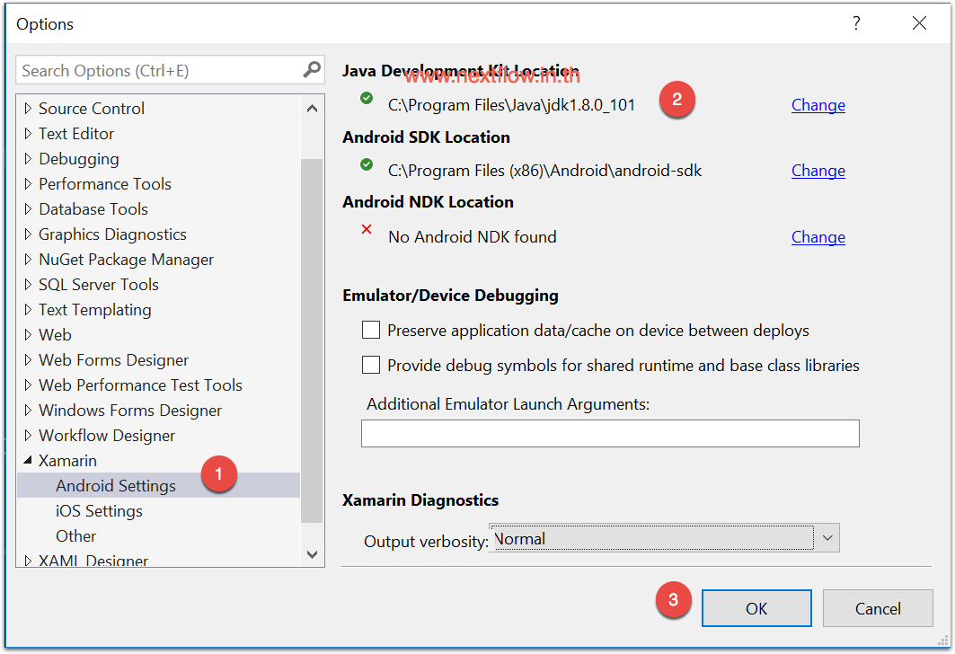 Visual Studio Option Xamarin Android Setting JDK.PNG