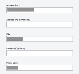 Register Azure Account - fill address info