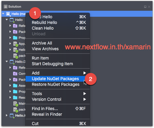 Xamarin - Manage Update Nuget Package - Update from Solution.png